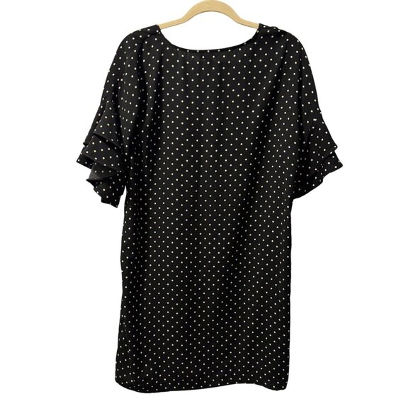 Banana Republic Black Polka Dot Dress With Ruffle Sleeves Womens Size 10 Dress - Picture 9 of 12